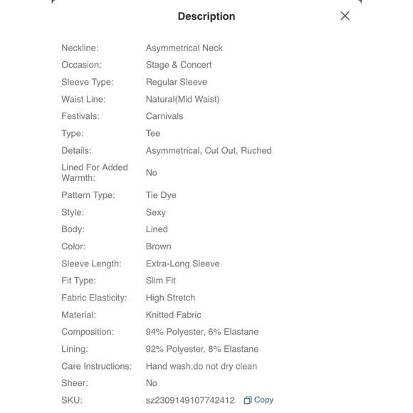 SHEIN BAE Women's Summer Tie Dye Printed Asymmetrical Collar Ruched Slim Fit Bod - Picture 8 of 8